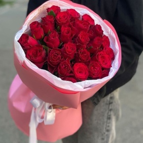 Букет "Эсса" 25 красных роз Кения (60 см) в Видном