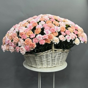 Композиция в корзине из 251 диантуса микс в Видном