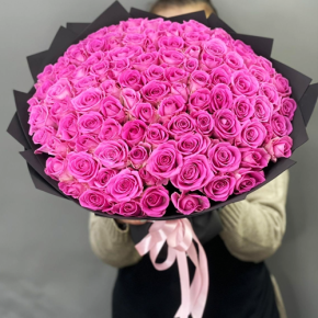 Букет 101 розовой розы Кения (40 см) в Видном