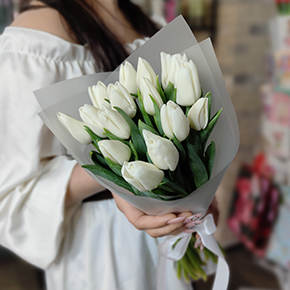 Букет из 15 белых тюльпанов в Видном