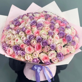 Букет из 101 розы нежный микс (40 см) в Видном