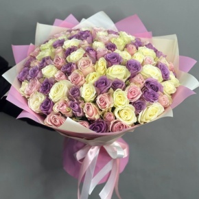 Букет из 101 розы пастельный микс (40 см) в Видном