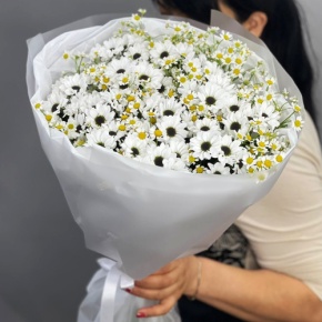Букет "Понарошку" из хризантем сантини и ромашек в Видном