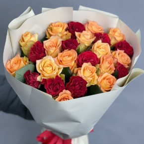 Букет "Прайм" из 25 роз Оранж и Эль Торо (50 см) в Видном