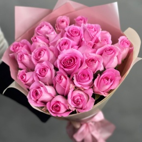 Букет из 25 розовых роз кения (40 см) в Видном