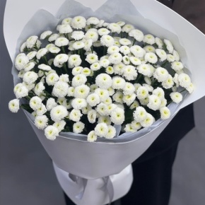 Букет "Белая дымка" из 25 хризантем сантини в Видном