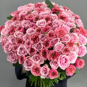 Нежный букет из 101 розы Риджентс парк и Аваланж микс  (70 см) в Видном