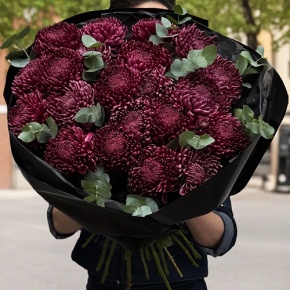 Букет из 21 винной хризантемы Бигоуди в Видном