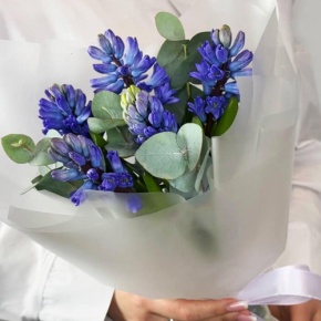 Букет "Мини" из 5 ароматных гиацинтов и эвкалипта в Видном