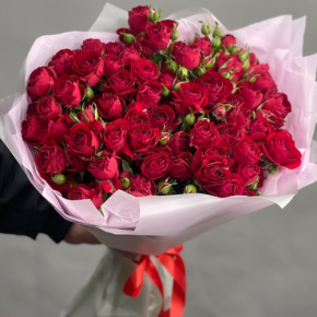 Букет из 17 красных кустовых пионовидных роз (50 см) в Видном